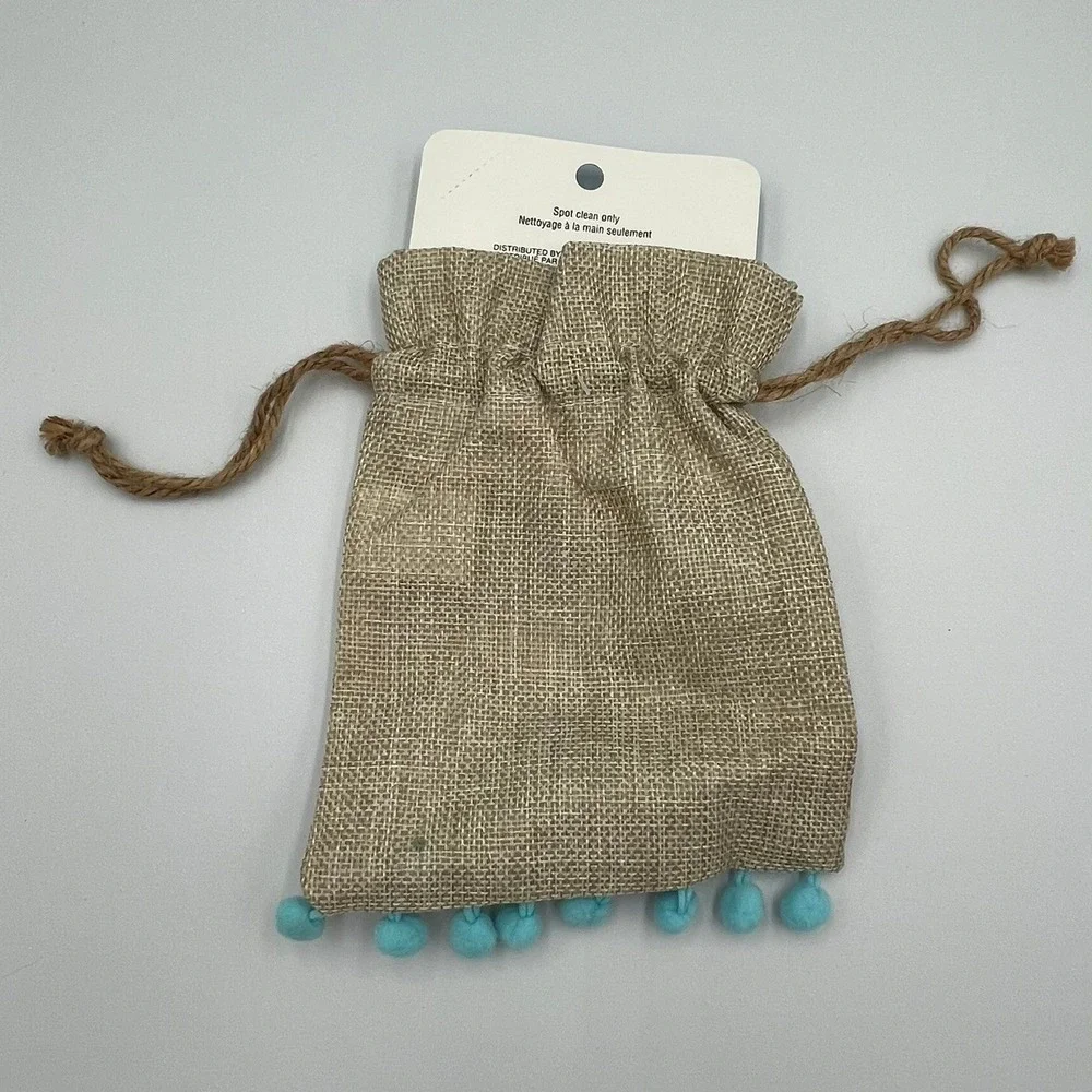 Celebrate It Easter Fabric Bag Kids OS Tan Blue Brand New Bunny Burlap Pouch